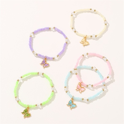 Cute Sweet Solid Color Plastic Beaded Women's Bracelets