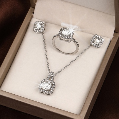 Simple Style Classic Style Solid Color Alloy Inlay Zircon Women's Jewelry Set