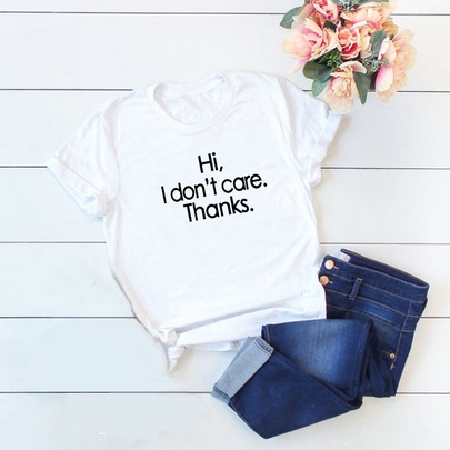 Casual Basic Geometric Letter Cotton Polyester Printing T-shirt
