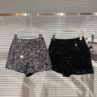 Women's Daily Streetwear Solid Color Shorts Sequins Casual Pants Flared Pants