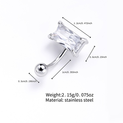 Sexy Square Stainless Steel Zircon Belly Ring In Bulk