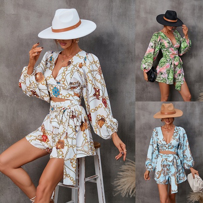 Women's Daily Casual Flower Shorts Printing Rompers