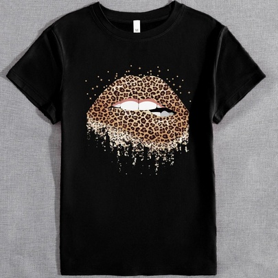Women's T-shirt Short Sleeve T-shirts Patchwork Simple Style Mouth