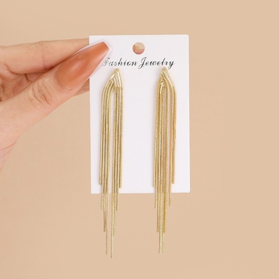 1 Pair Elegant Tassel Alloy Gold Plated Women's Drop Earrings
