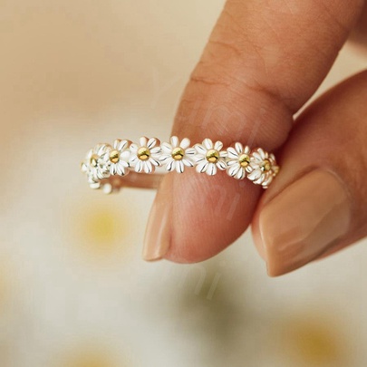 Sweet Flower Alloy Plating Women's Rings Earrings