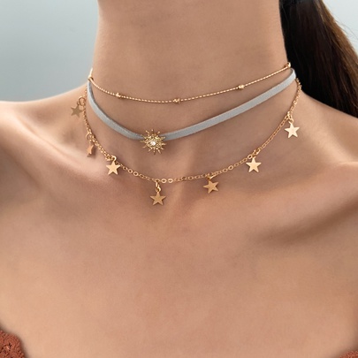 Streetwear Star Alloy Wholesale Three Layer Necklace
