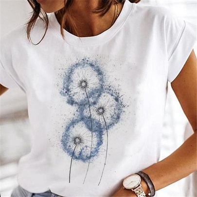 Women's T-shirt Short Sleeve T-shirts Printing Casual Leaf