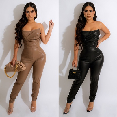 Women's Daily Sexy Solid Color Full Length Backless Jumpsuits