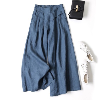 Women's Casual Vacation Solid Color Ankle-length Pleated Casual Pants