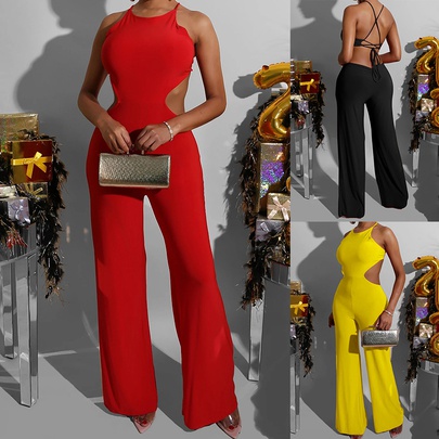 Women's Banquet Sexy Solid Color Full Length Jumpsuits