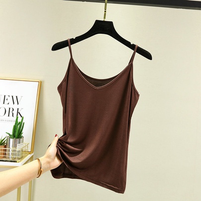 Women's Vest Tank Tops Backless Simple Style Solid Color