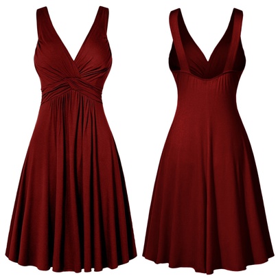 Women's Sheath Dress Elegant V Neck Patchwork Sleeveless Solid Color Midi Dress Date