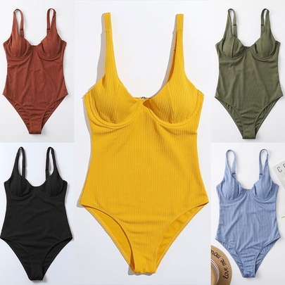 Women's Sexy Solid Color Hollow Out Backless 1 Piece One Piece