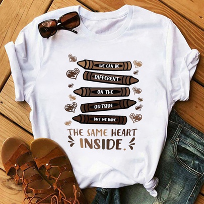 Women's T-shirt Short Sleeve T-shirts Printing Casual Printing Letter Butterfly