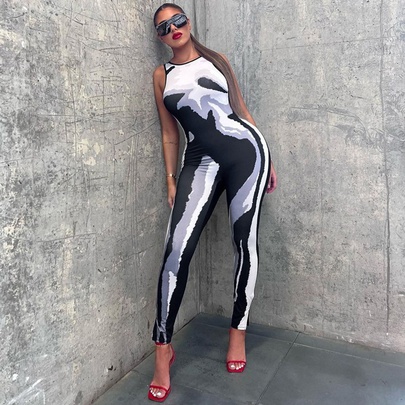 Women's Daily Street Sexy Printing Full Length Printing Jumpsuits