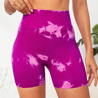 Casual Gradient Color Nylon Active Bottoms Shorts Leggings