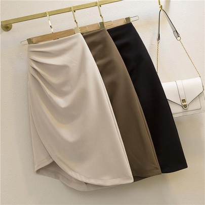 Summer Spring Autumn Simple Style Classic Style Simple Solid Color Rayon Spandex Polyester Midi Dress Skirts
