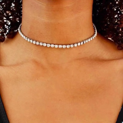 Sexy Shiny Geometric Rhinestone Plating Women's Necklace