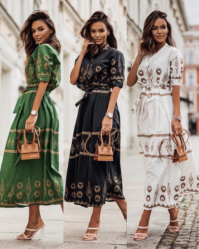 Women's Swing Dress Streetwear Standing Collar Printing Half Sleeve Geometric Maxi Long Dress Street