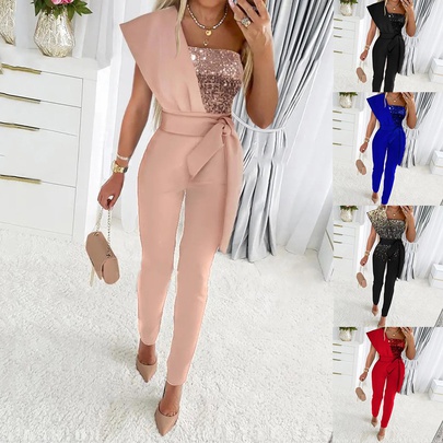 Women's Business Formal Solid Color Full Length Jumpsuits