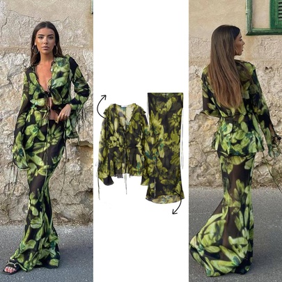 Women's Streetwear Abstract Polyester Contrast Binding Skirt Sets