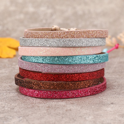Wholesale Jewelry Bohemian Solid Color Pu Leather Rope Sequins Handmade Bracelets