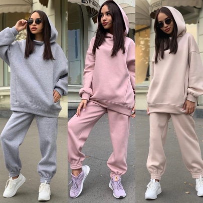 Women's Casual Simple Style Solid Color Spandex Pants Sets