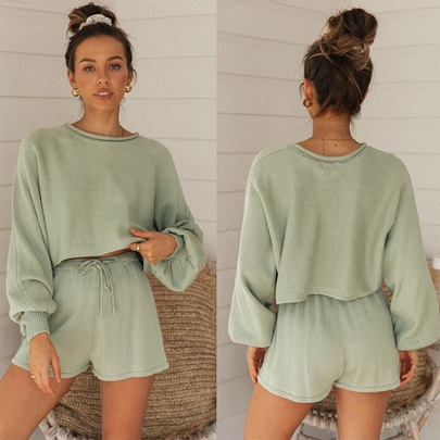 Simple Style Solid Color Shorts Sets Polyester Shorts Sets Two-piece Sets