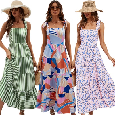 Women's Swing Dress Vacation Printing Sleeveless Printing Maxi Long Dress Holiday