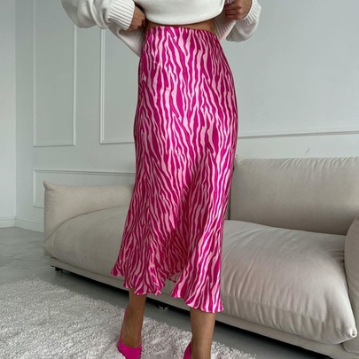 Summer Elegant Pattern Polyester Midi Dress Skirts