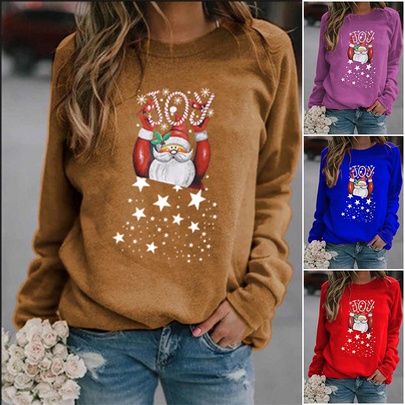 Women's Hoodie Long Sleeve Hoodies & Sweatshirts Printing Casual Santa Claus Letter