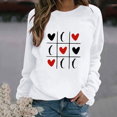 Women's Hoodie Long Sleeve Hoodies & Sweatshirts Printing Casual Moon Heart Shape