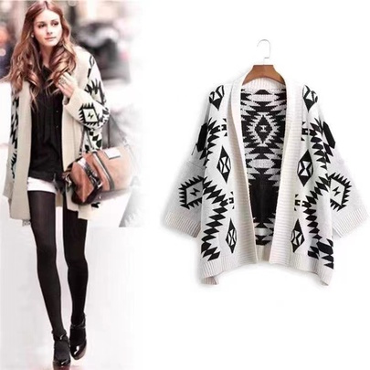 Women's Knitwear Long Sleeve Sweaters & Cardigans Knitted Casual Argyle