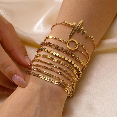 IG Style Casual Simple Style Geometric 201 Stainless Steel 18K Gold Plated Bracelets In Bulk