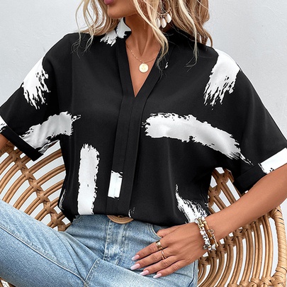 Women's Blouse Half Sleeve Blouses Printing Casual Simple Style Printing