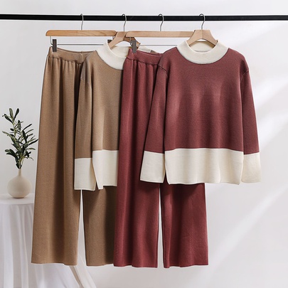 Daily Women's Casual Color Block Polyester Pants Sets Pants Sets