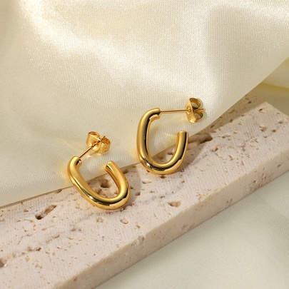 1 Pair IG Style Square Plating 201 Stainless Steel 18K Gold Plated Earrings