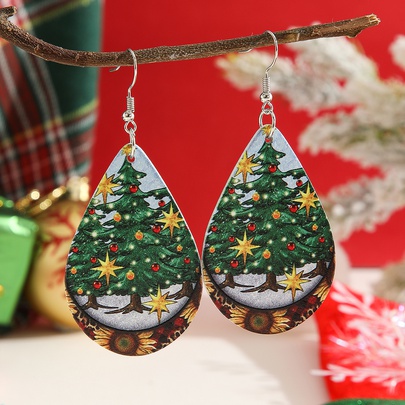 Wholesale Jewelry Modern Style Christmas Tree Bell Wood Ear Hook