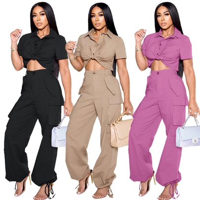 Street Women's Casual Solid Color Polyester Pants Sets Pants Sets