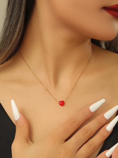 Cute Simple Style Heart Shape Stainless Steel Plating 18k Gold Plated Pendant Necklace