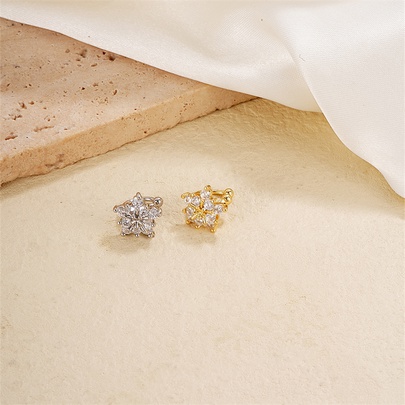 1 Piece Casual Simple Style Flower Copper Zircon K Gold Plated Rhodium Plated Ear Cuffs