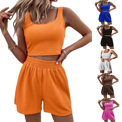 Daily Women's Basic Classic Style Solid Color Spandex Polyester Shorts Sets Shorts Sets