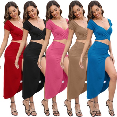 Daily Women's Elegant Solid Color Spandex Polyester Skirt Sets Skirt Sets