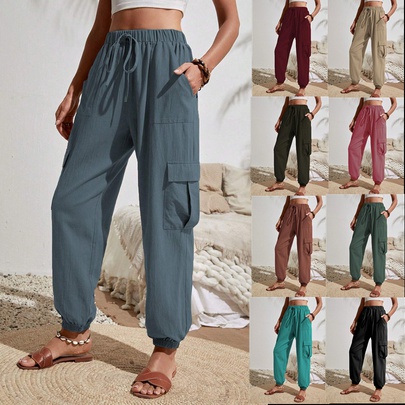 Women's Daily Vintage Style Streetwear Solid Color Full Length Casual Pants Cargo Pants