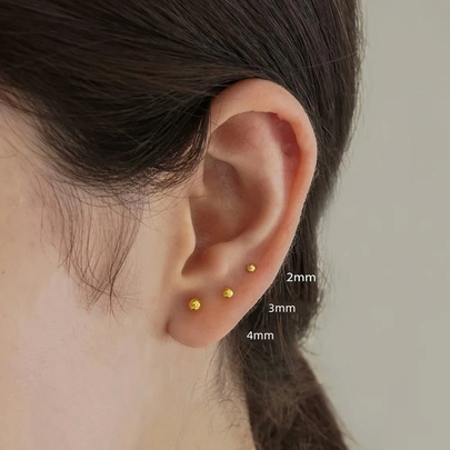 3 Pairs Cute Simple Style Classic Style Solid Color Plating 304 Stainless Steel 14K Gold Plated Ear Studs