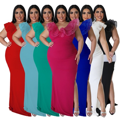 Women's Party Dress Elegant V Neck Zipper Sleeveless Solid Color Maxi Long Dress Daily