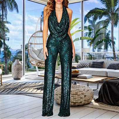 Women's Daily Street Sexy Solid Color Full Length Jumpsuits