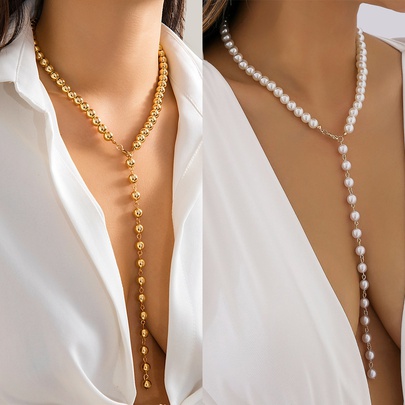 Elegant Sexy Geometric Artificial Pearl Wholesale Necklace