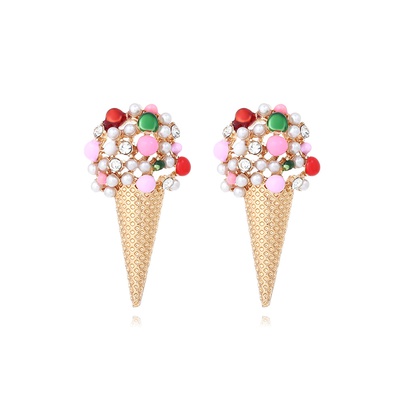1 Pair Sweet Ice Cream Enamel Imitation Pearl Alloy Ear Studs