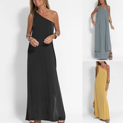 Classic Style Solid Color Maxi Dresses Polyester Tank Dress Maxi Long Dress Dresses